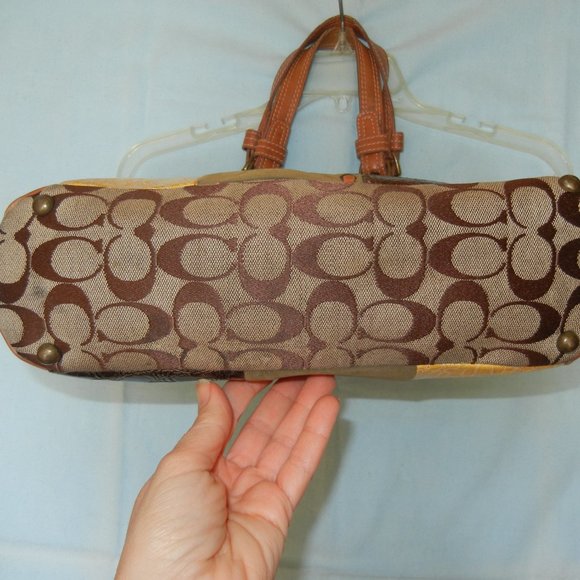 Coach Leather Gallery Purse Shoulder Bag Signature Brown Logo Hangtag Lined - Picture 8 of 14